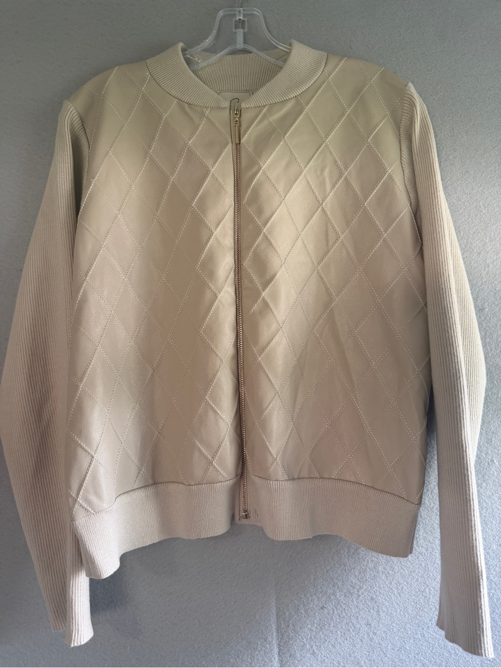 Sioni Quilted Bomber Jacket in Cream